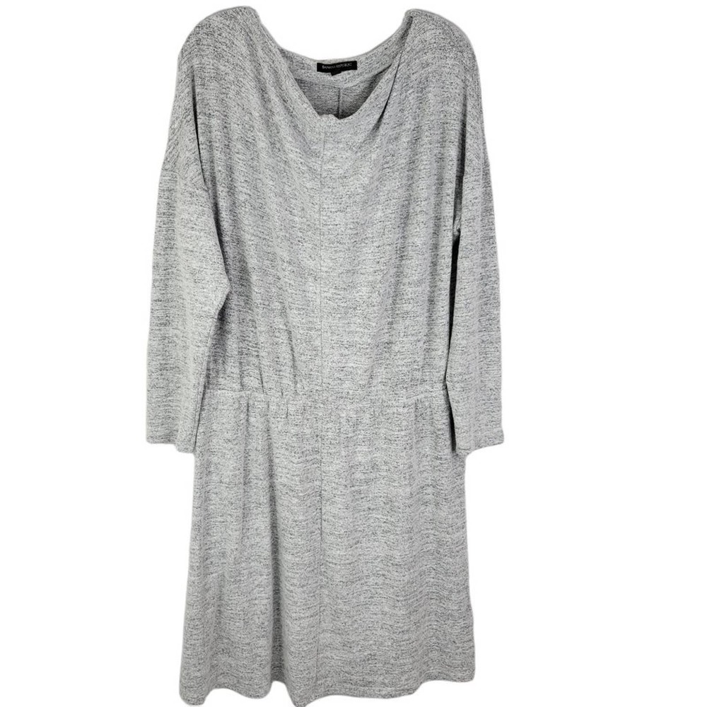 Banana Republic Factory Dress XL Light Gray Knit Drape Neckline Elastic Waist